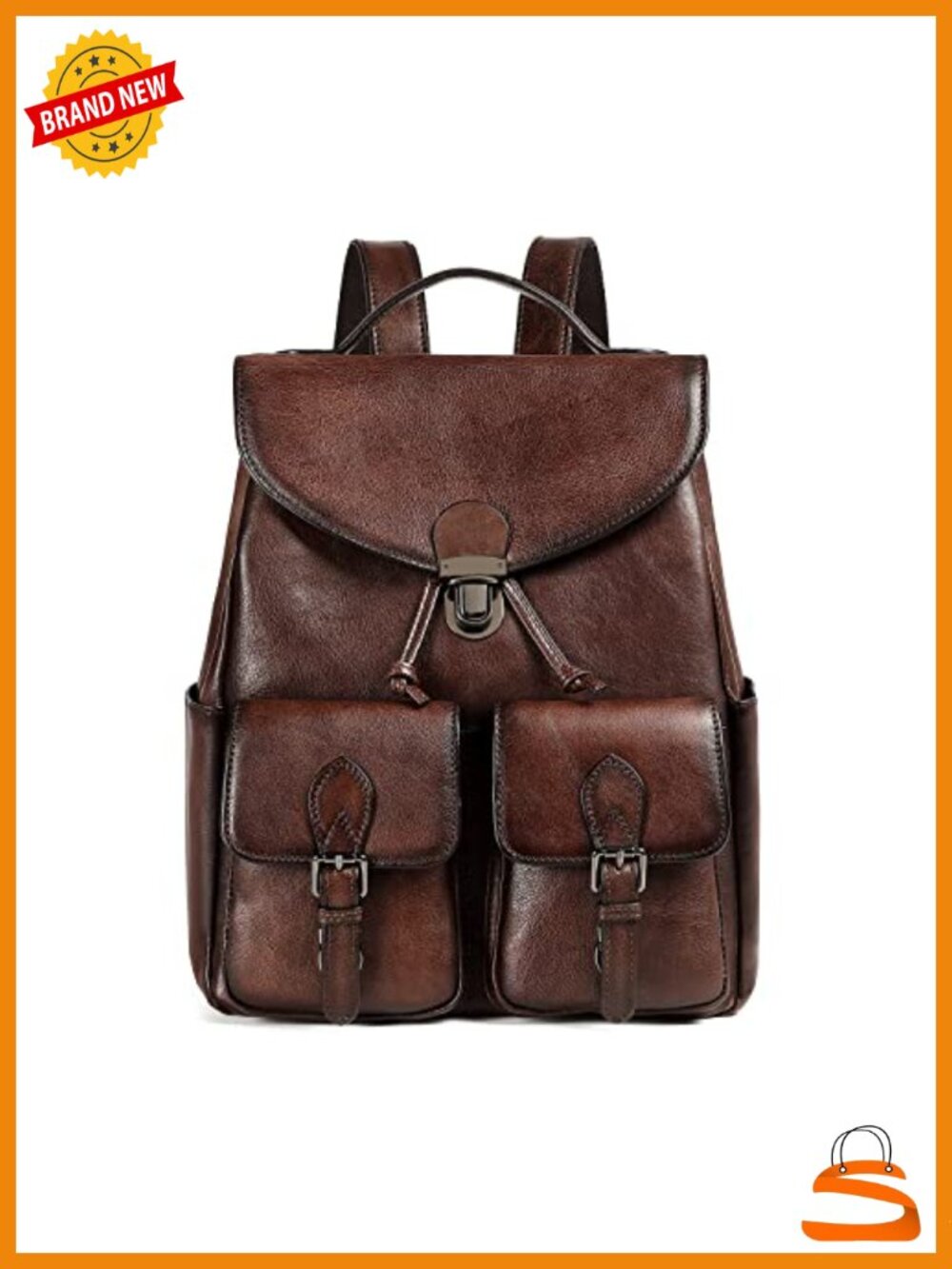 Vintage Genuine Leather Backpack Purse Fashion Rucksack Daypack